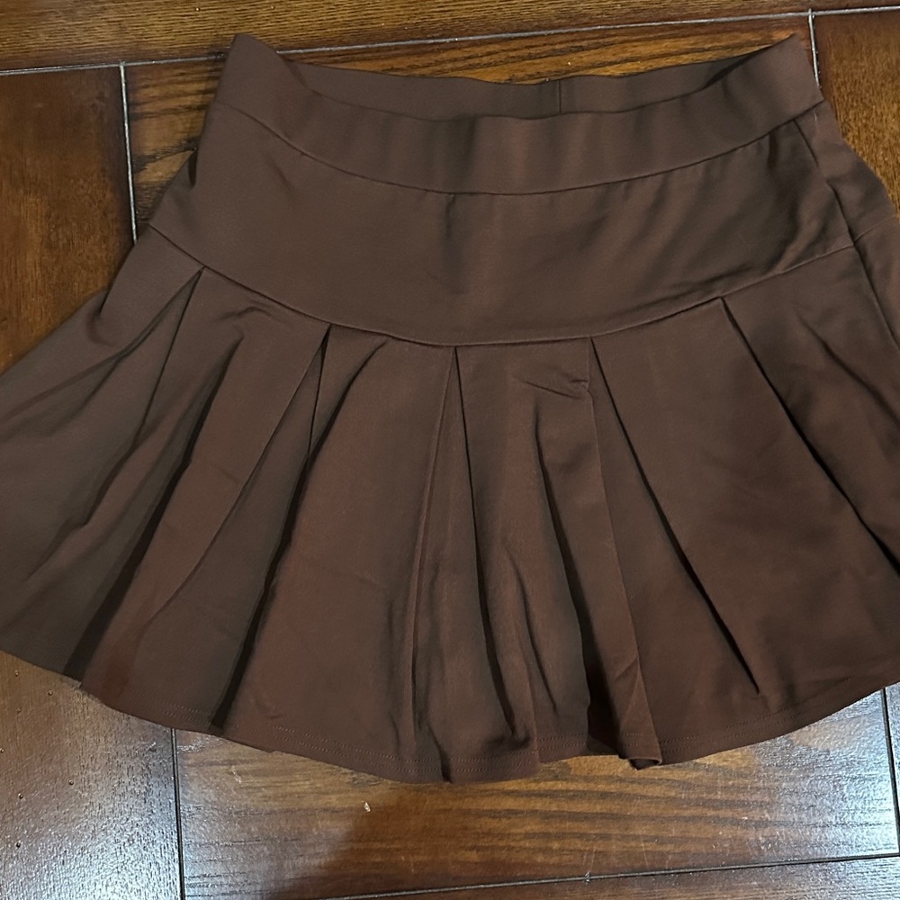 Brown Pleated Women's Skirt